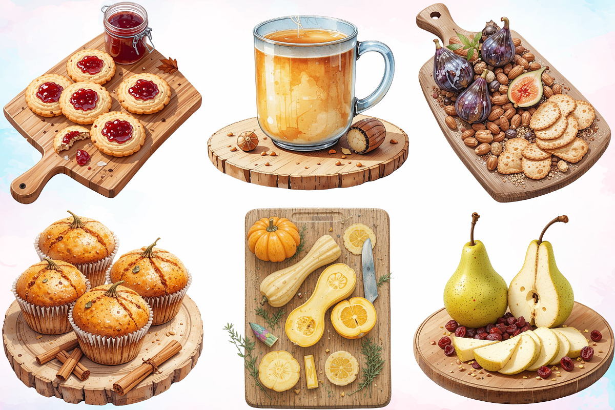 Watercolor Autumn Cutting Board PNG, a Seasonal Illustration by Canvas Craft (Photo 3 of 8)