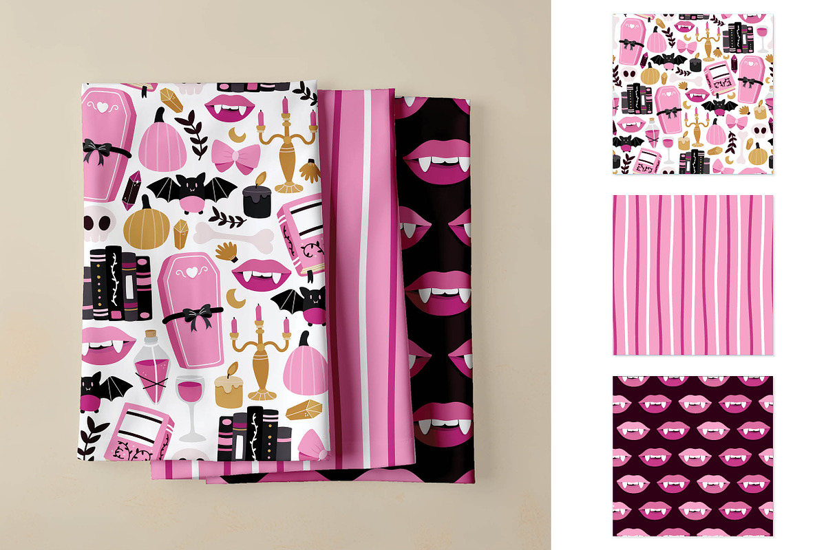 Pink Vampire Seamless Pattern Bundle, a Pattern Graphic by Alanna Messina Design Co (Photo 7 of 8)