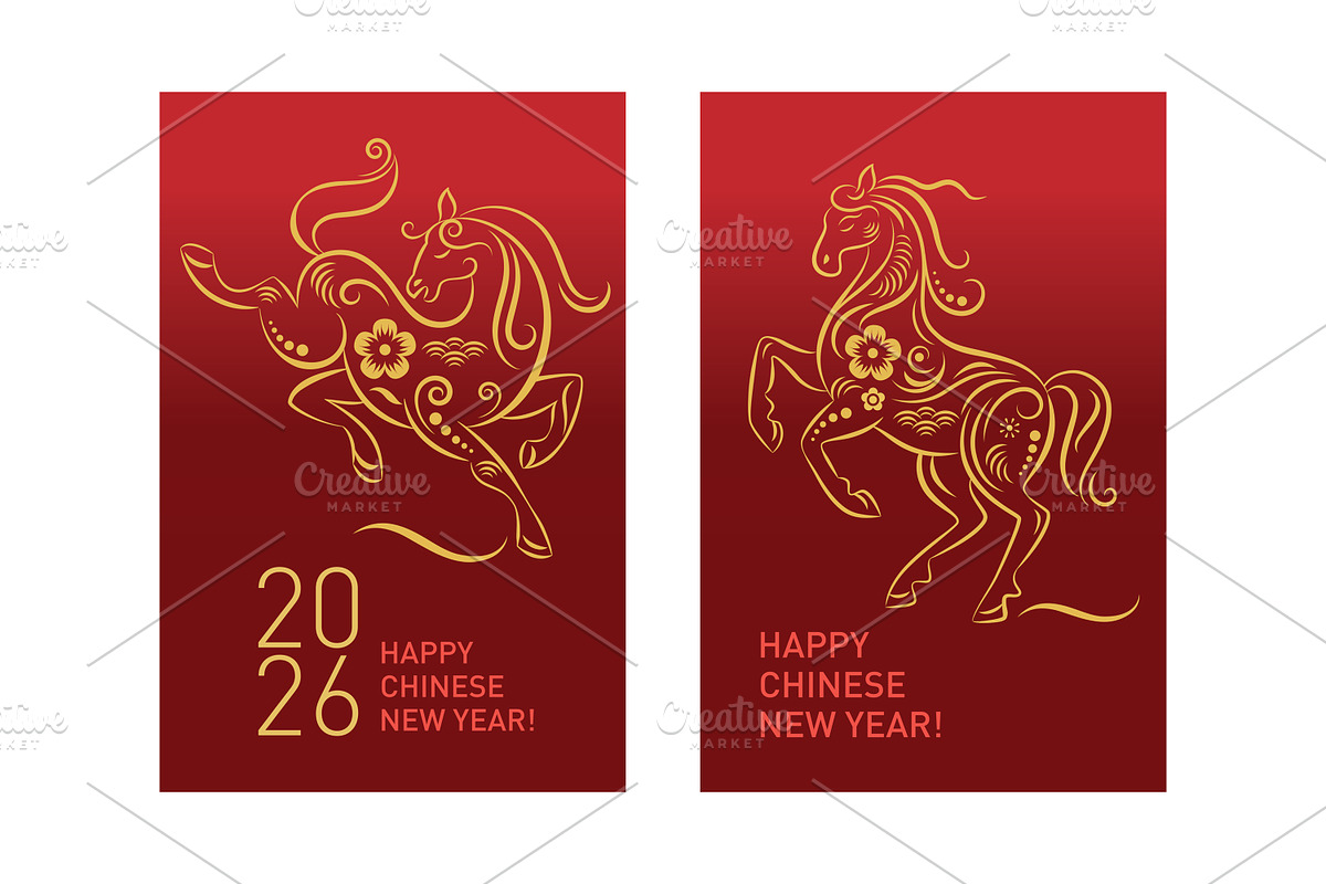 Card Set Chinese New Year, an Animal Illustration by lenlis (Photo 3 of 8)