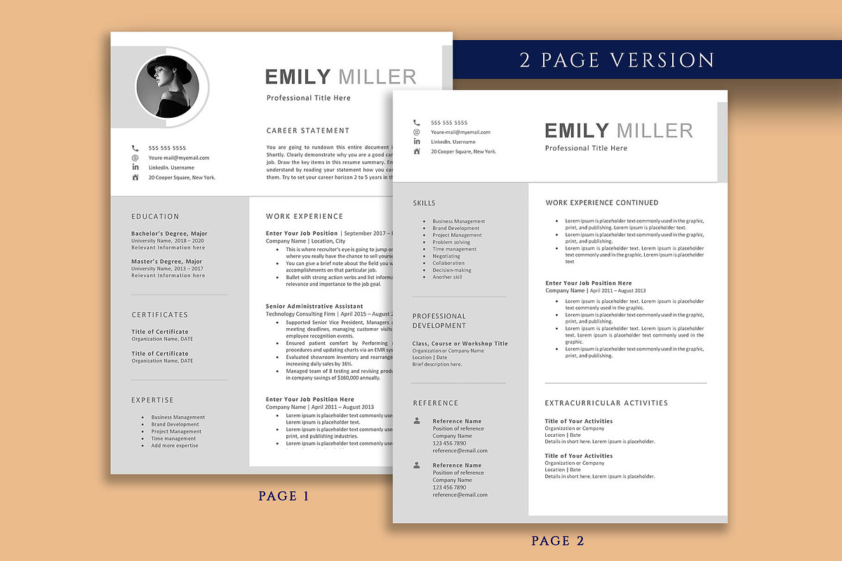 Modern Resume Template, a Resume Template by VictoriousVita (Photo 3 of 8)