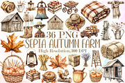 Sepia Autumn Farm Clipart, an Illustration by Sublimation Artist (Thumbnail 1 of 6)