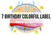 7 birthday colorful label, a Graphic by Propylparaben (Thumbnail 1 of 8)