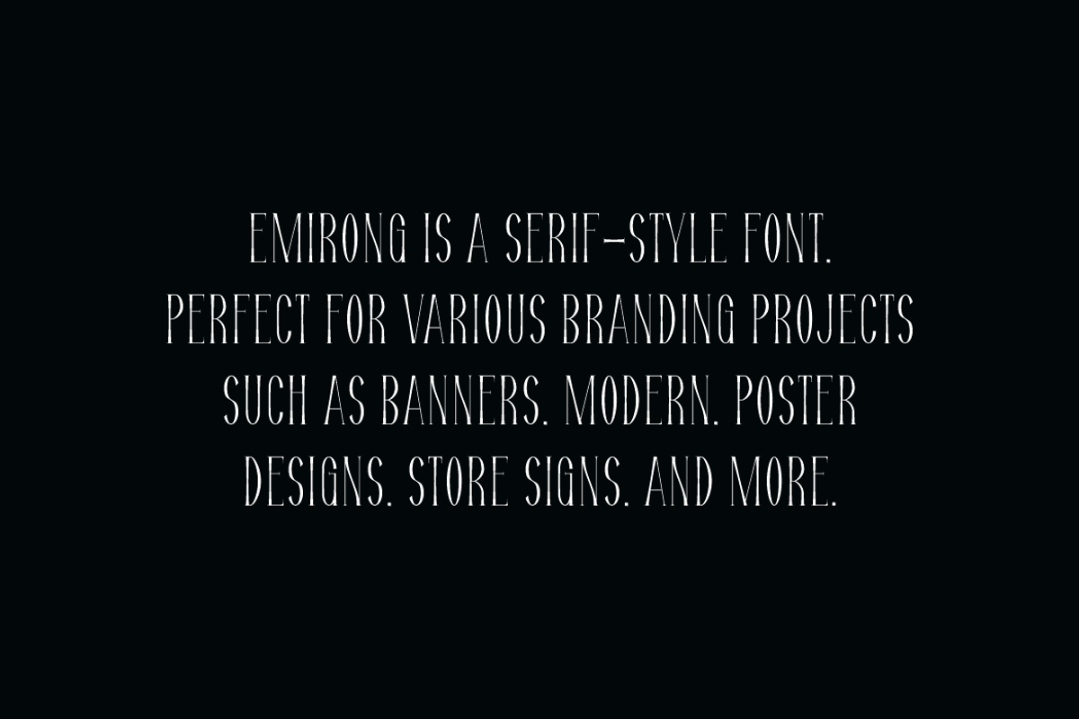 Emirong - Tall Serif Font, a Script Font by Iqsiart Studio (Photo 5 of 7)