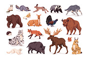 Wild forest animals set, patterns, an Animal Illustration by PaperTrident (Thumbnail 1 of 6)