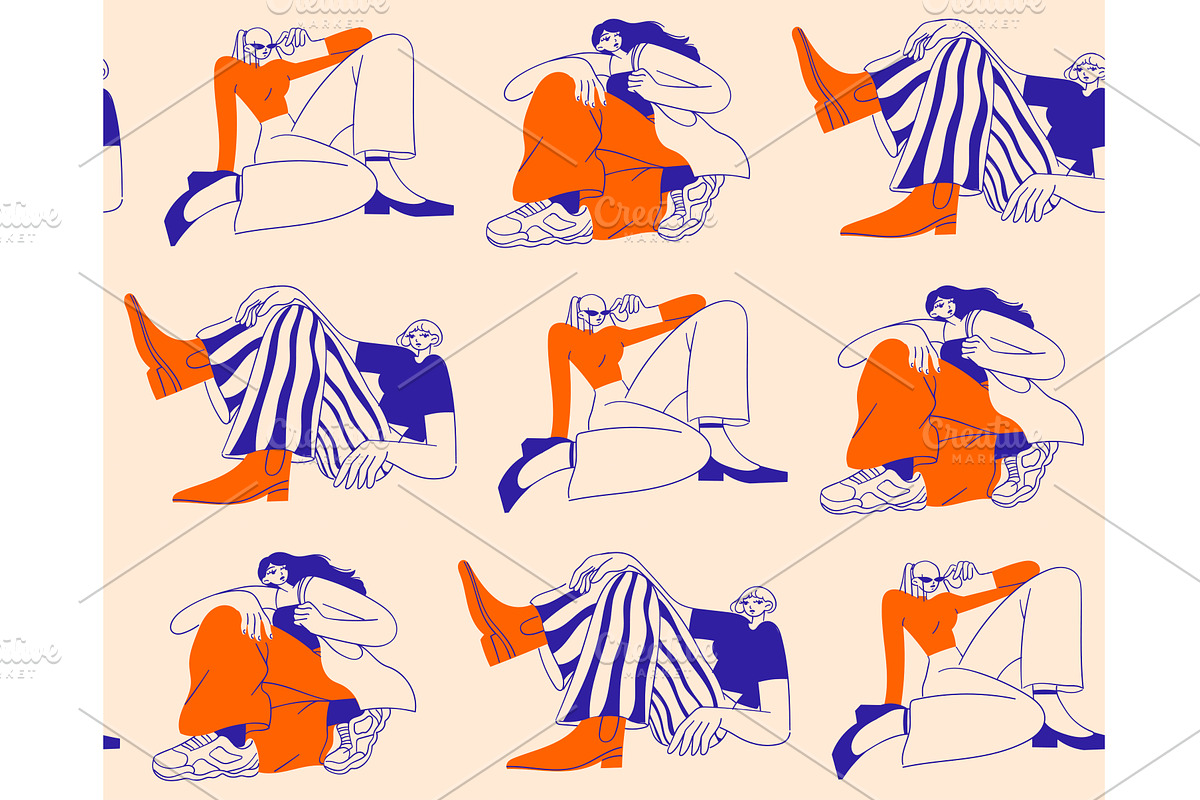 Seamless background with fashionable, a Person Illustration by undrey