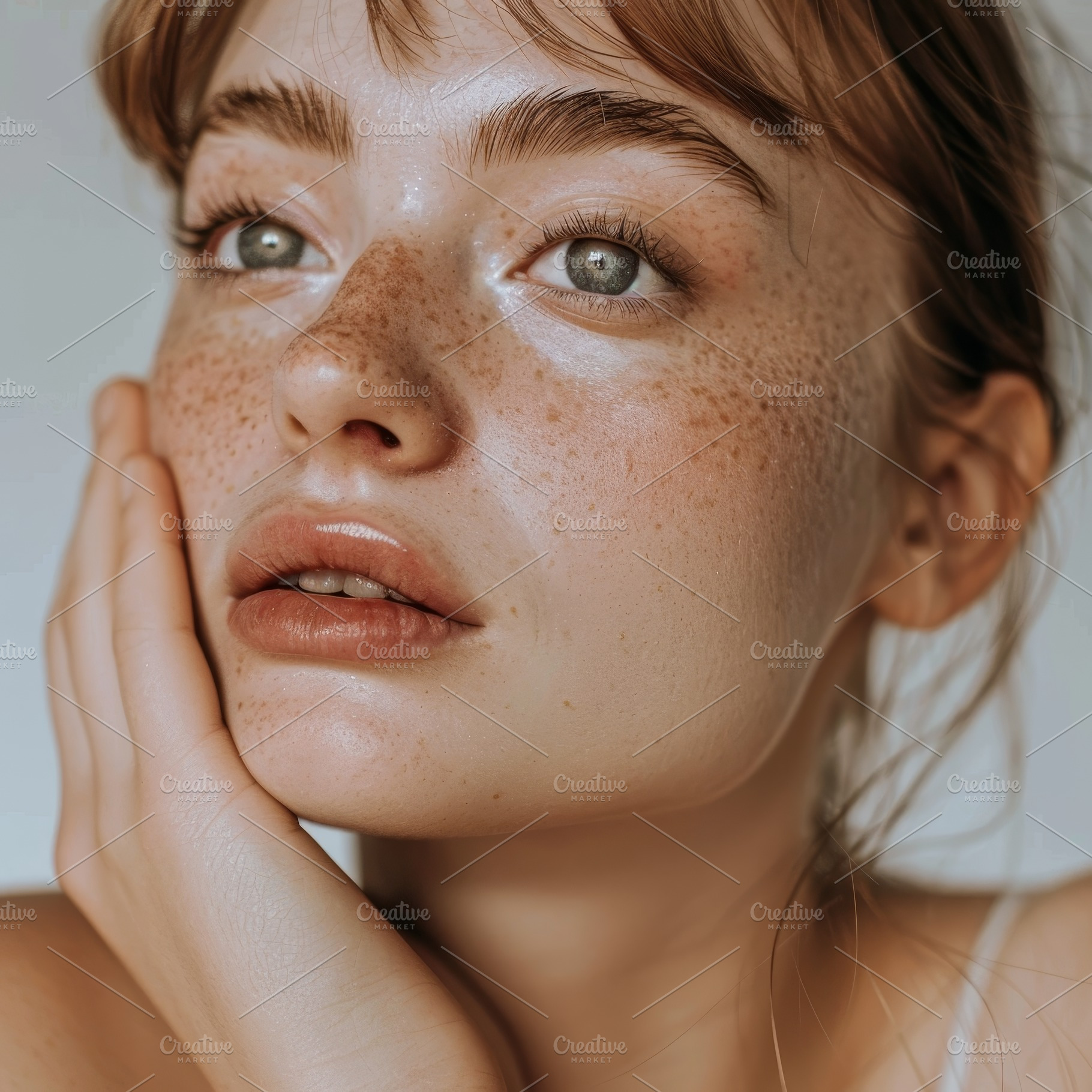 A woman with freckles on her face lo, a Photo by Iftikhar Alam