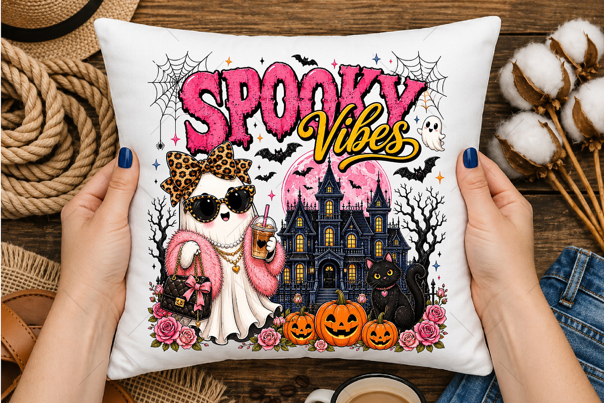 Spooky Vibes Coquette Ghost PNG, a Seasonal Illustration by OK Design (Photo 5 of 5)