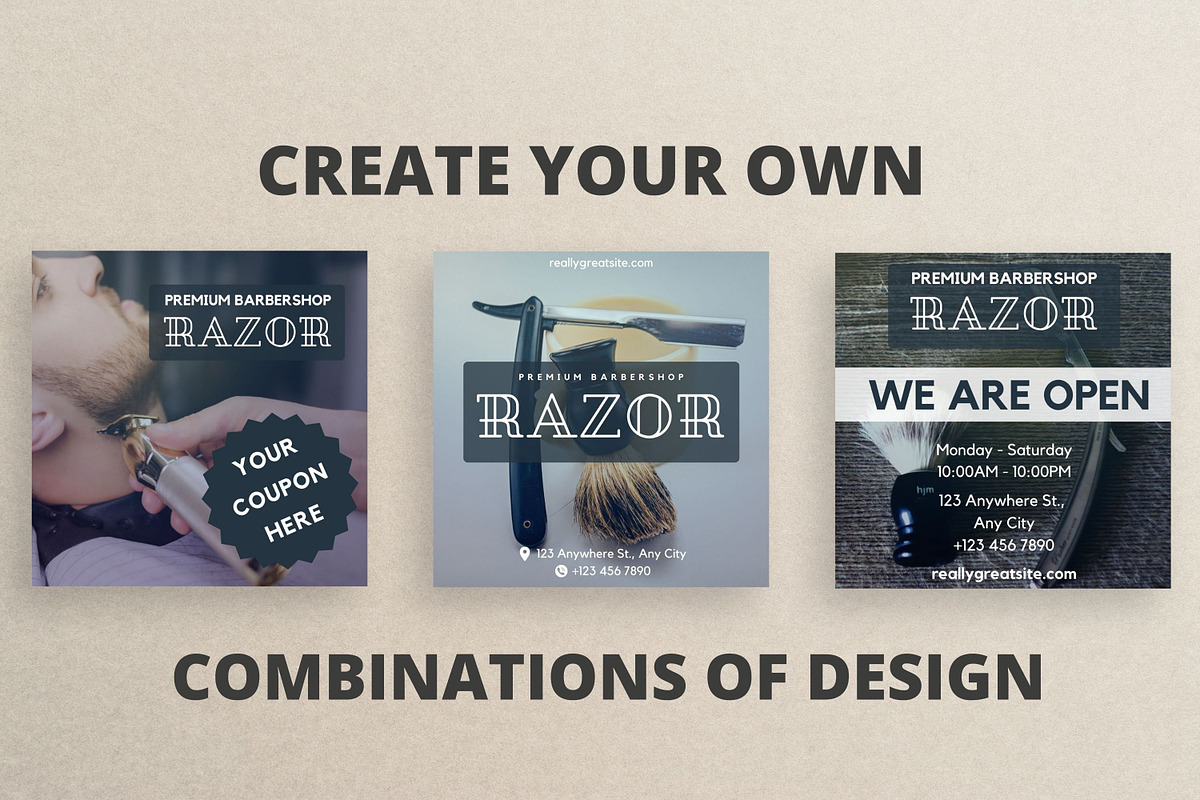 Barbershop Canva Templates Pack, a Social Media Template by Art's and patterns (Photo 3 of 4)
