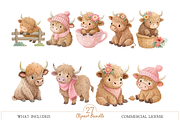 Watercolor Baby Bison Clipart, an Animal Illustration by MockupWizard (Thumbnail 2 of 5)