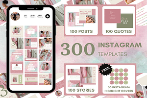 300 Pink Green Instagram Template