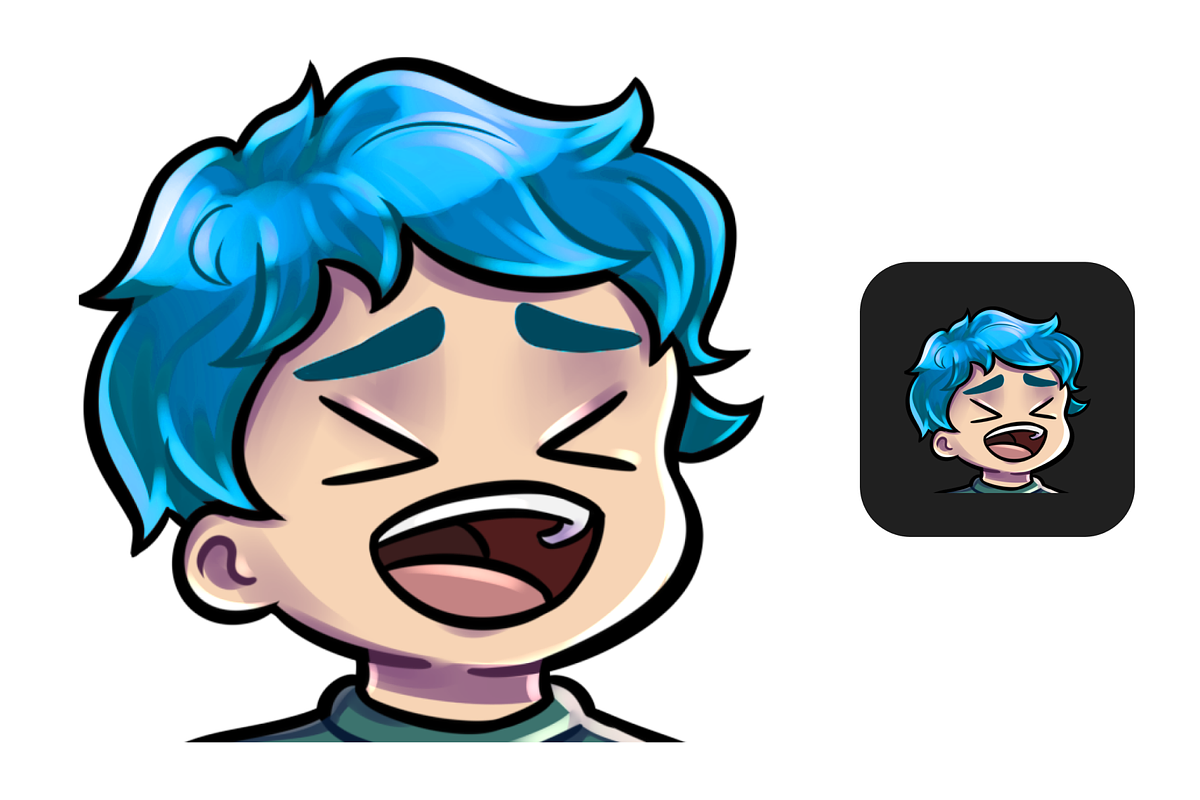12 Blue Hair Chibi Boy Twitch Emotes, an Illustration by Custom Fonts & Patterns (Photo 5 of 12)