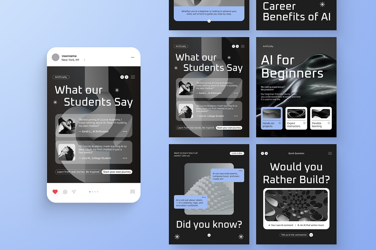 AI Course Academy Instagram Post, a Social Media Template by Annora Studio