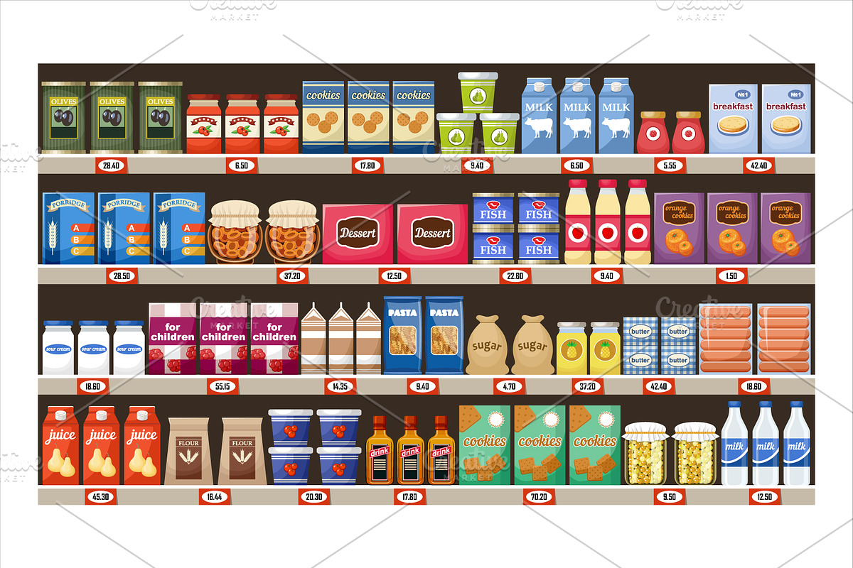 Supermarket. Food and drinks, a Graphic by Gurza SHOP (Photo 2 of 8)
