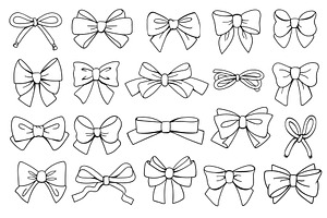 Linear ribbon gift bows. Outline, an Object Illustration by YummyBuum