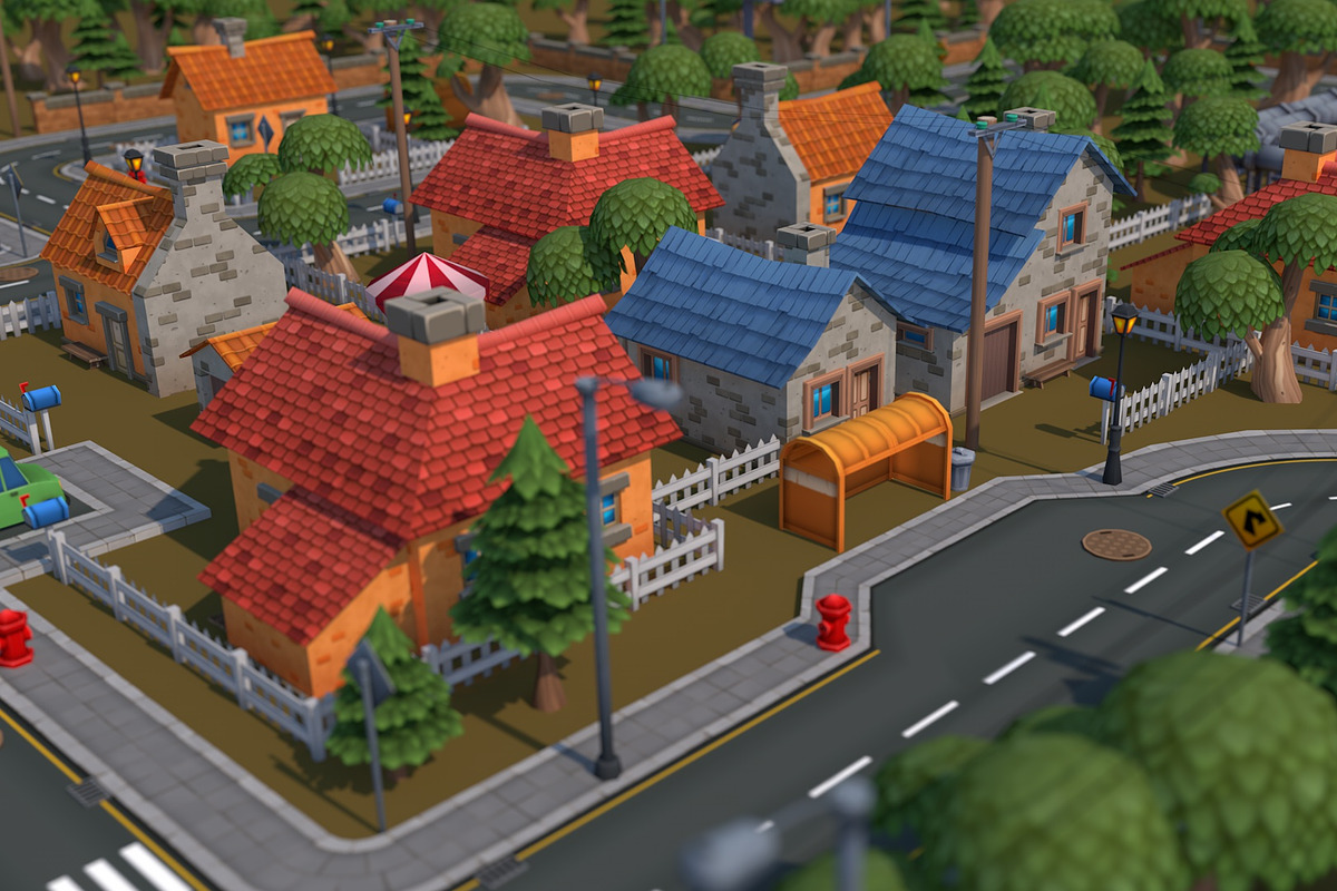 Low Poly Cartoon City Pack, an Architecture 3D Model by multimedia4ds (Photo 4 of 9)