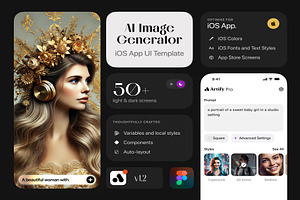 Artify AI Image Generator iOS UI Kit, an UI Kit Template by Creative Perspective