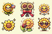 Kawaii Sunflower Clipart PNG Set, an Object Illustration by Printable Pretty Studio (Thumbnail 4 of 4)