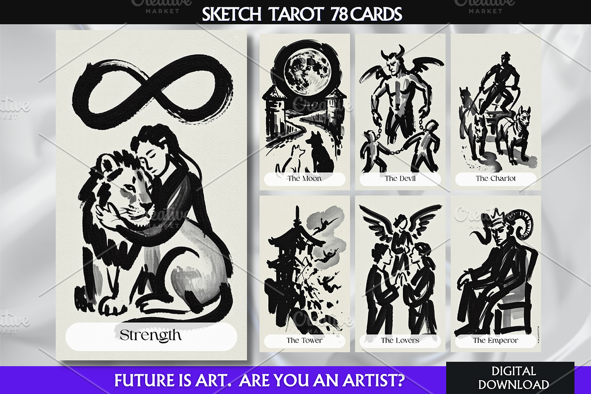 Black Tarot Deck Sketch Tarot, a Decorative Illustration by Mugio (Photo 1 of 5)