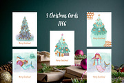 Mermaid Christmas Watercolor Clipart, a Seasonal Illustration by Catch the Dream Art (Thumbnail 6 of 8)
