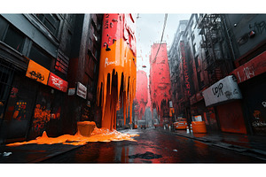 Urban Alleyway With Futuristic