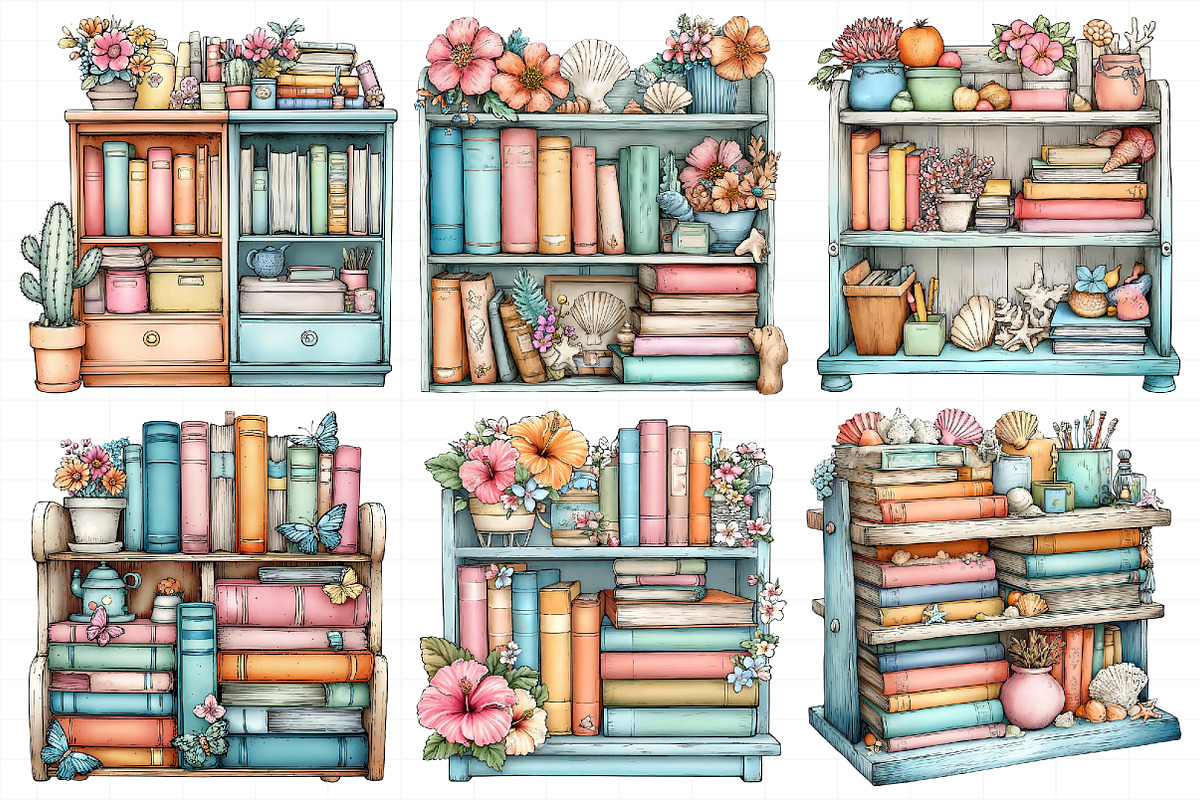 Summer Bookshelf Clipart, an Illustration by Daily.Designs (Photo 4 of 8)