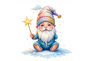 Watercolor New Year Gnomes Clipart, a Seasonal Illustration by Creative design (Thumbnail 3 of 7)