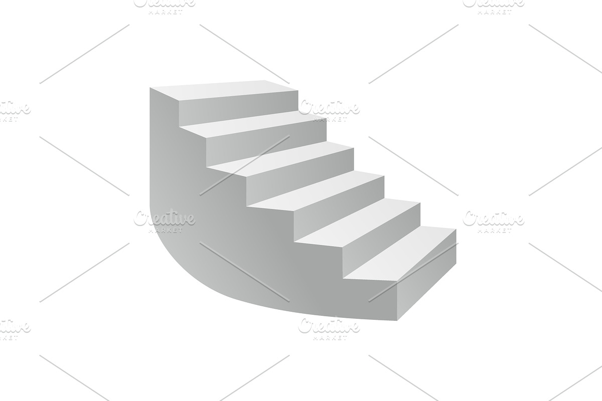 Rounded staircase. Clean isometric, an Object Illustration by GraphiShop