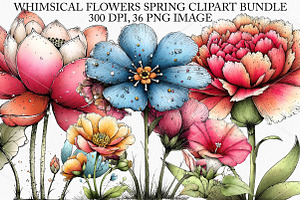 Whimsical Flowers Spring Clipart PNG, an Illustration by Canvas Craft