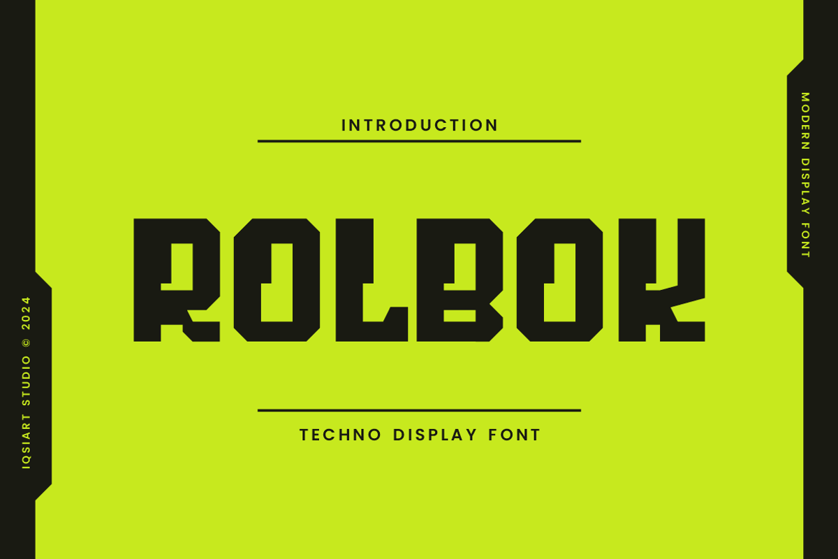 Rolbok - Techno Font, a Sans Serif Font by Iqsiart Studio (Photo 1 of 6)