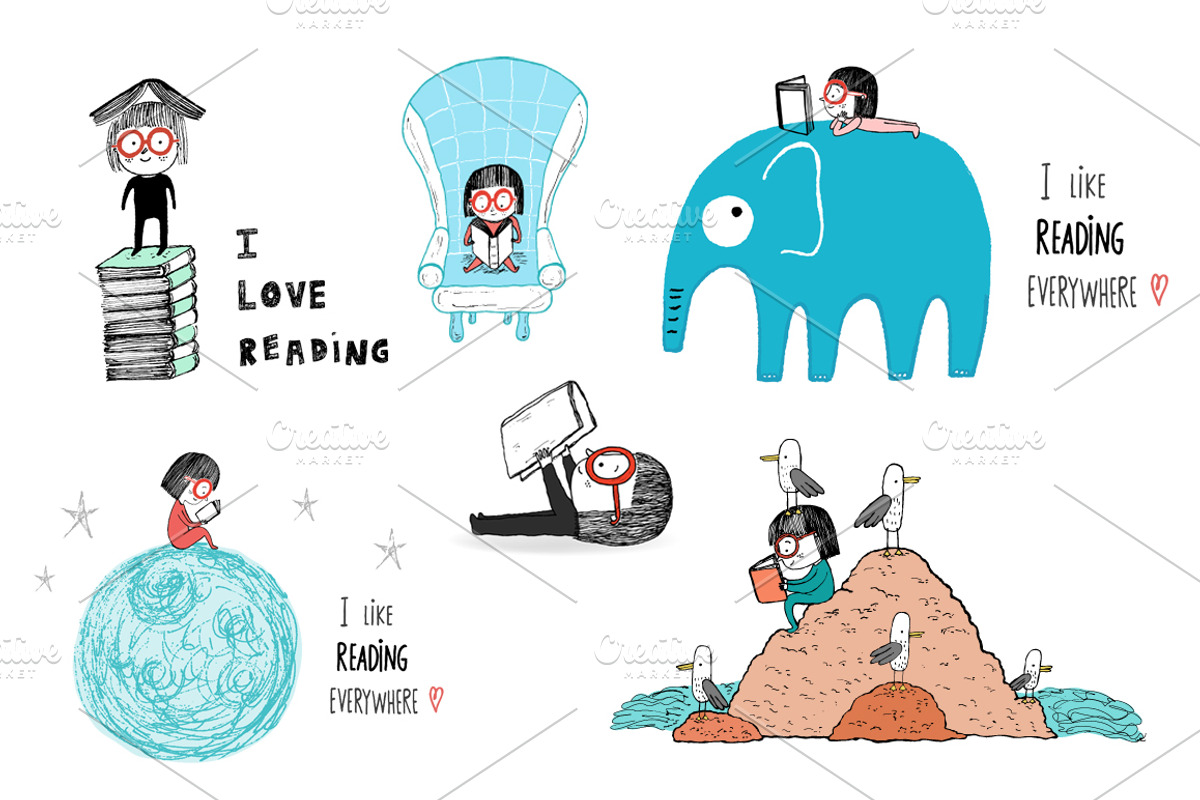 Little girl reading Collection, an Animal Illustration by Irene Loal (Photo 1 of 7)