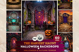Halloween & Autumn Backdrops V2, a Background Graphic by ThatsDesignArt