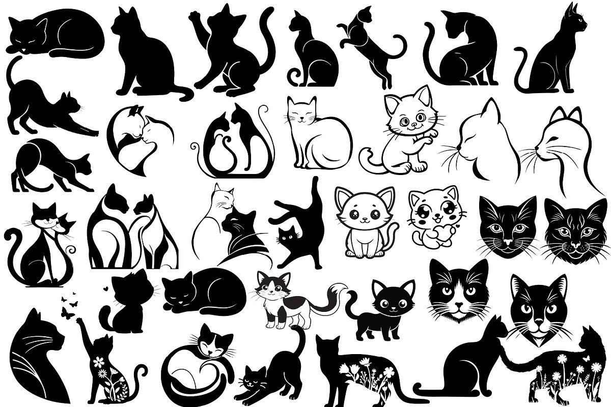 Cat Silhouette | Cat Head & Face SVG, an Animal Illustration by Chipshpow Graphics (Photo 7 of 10)