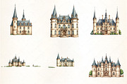 French Chateau Watercolor Clipart, an Illustration by CrexoraLab (Thumbnail 5 of 5)