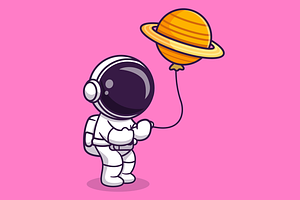 Cute Astronaut Holding Planet