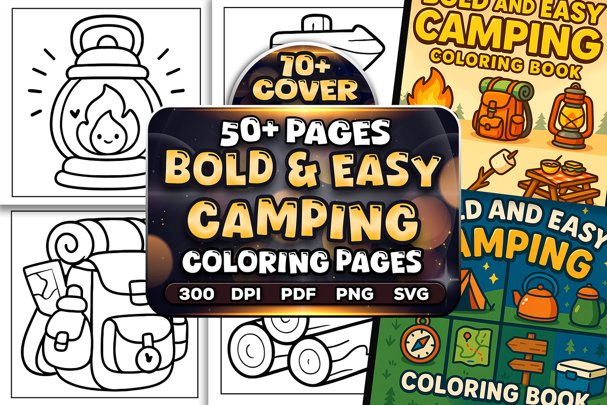 Bold Easy Camping Coloring Pages, a Sport Illustration by Craftsbeefy (Photo 1 of 4)