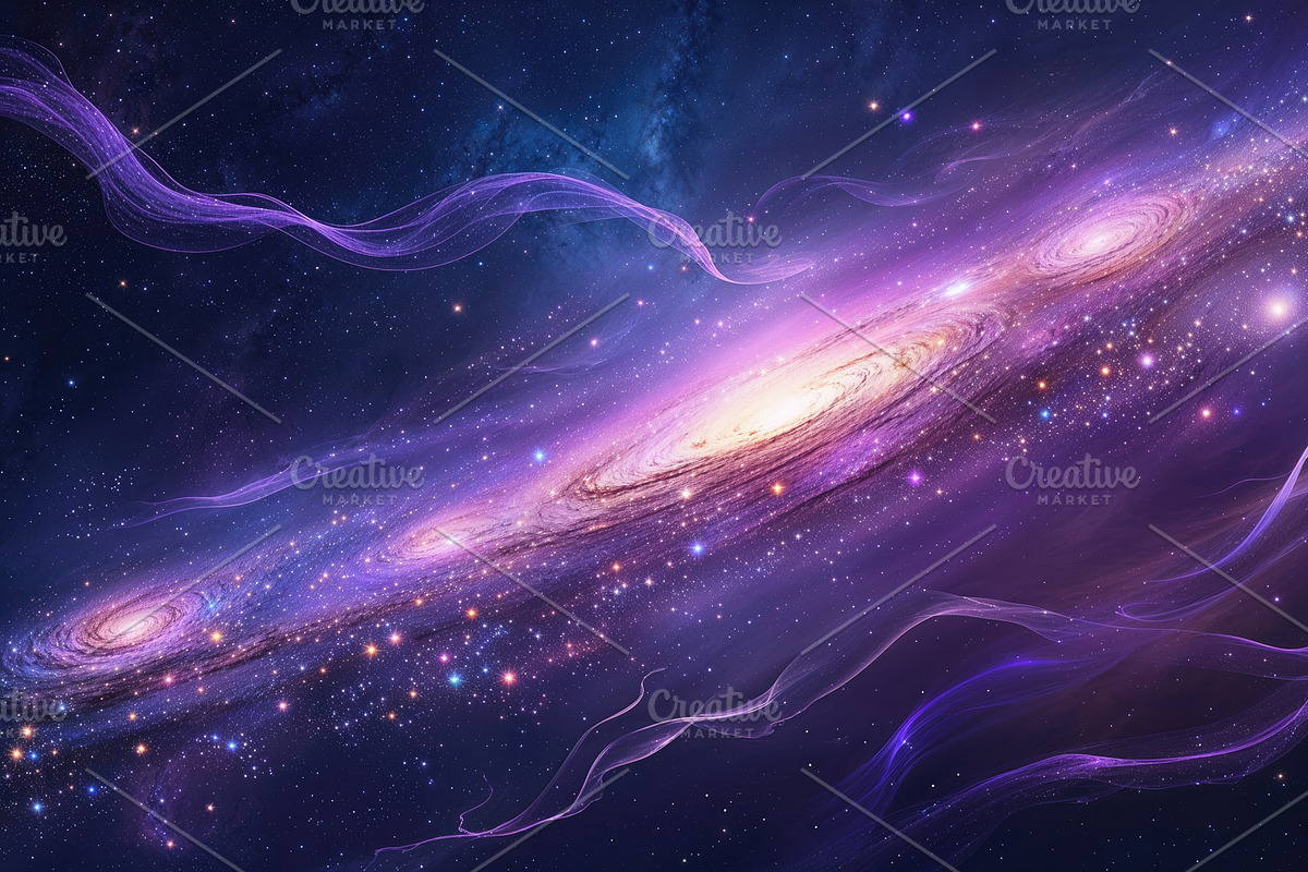 Central spiral galaxy, an Illustration by wavebreak
