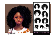Curly Hair Stamps Brushes Procreate, a Brush Add-On by Lucrumplus (Thumbnail 1 of 4)