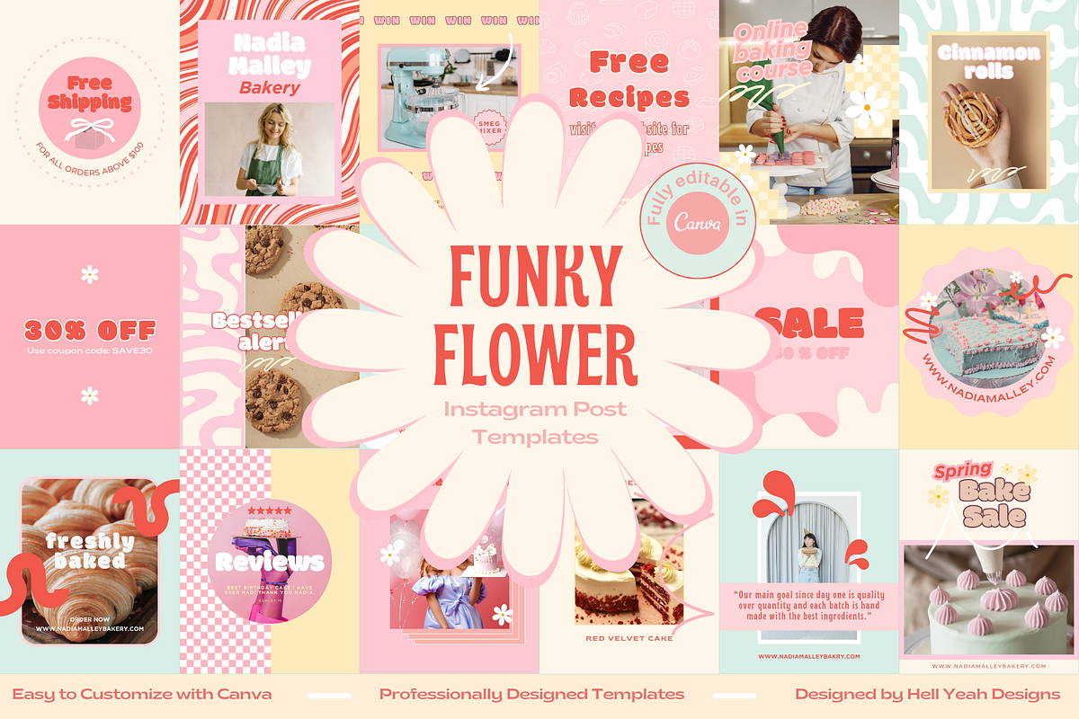 Funky Bakery Instagram Post Template, a Social Media Template by HellYeahDesigns (Photo 1 of 7)