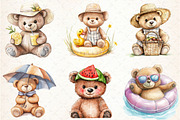 Summer Teddy Bear Clipart, an Illustration by Libby Wishes (Thumbnail 2 of 7)