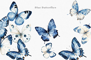 Azure - Blue Butterflies Clipart, a Decorative Illustration by ThaismotaCreativeCo (Thumbnail 5 of 8)