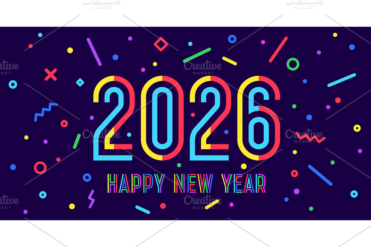 2026, Happy New Year. Greeting card, an Illustration by Foxys Graphic