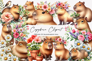 Capybara  Watercolor Clipart, an Illustration by Designworld
