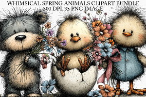 Whimsical Spring Animals Clipart PNG, an Illustration by Canvas Craft