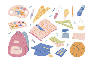 School Supplies Clipart Set, an Education Illustration by EeKayStore