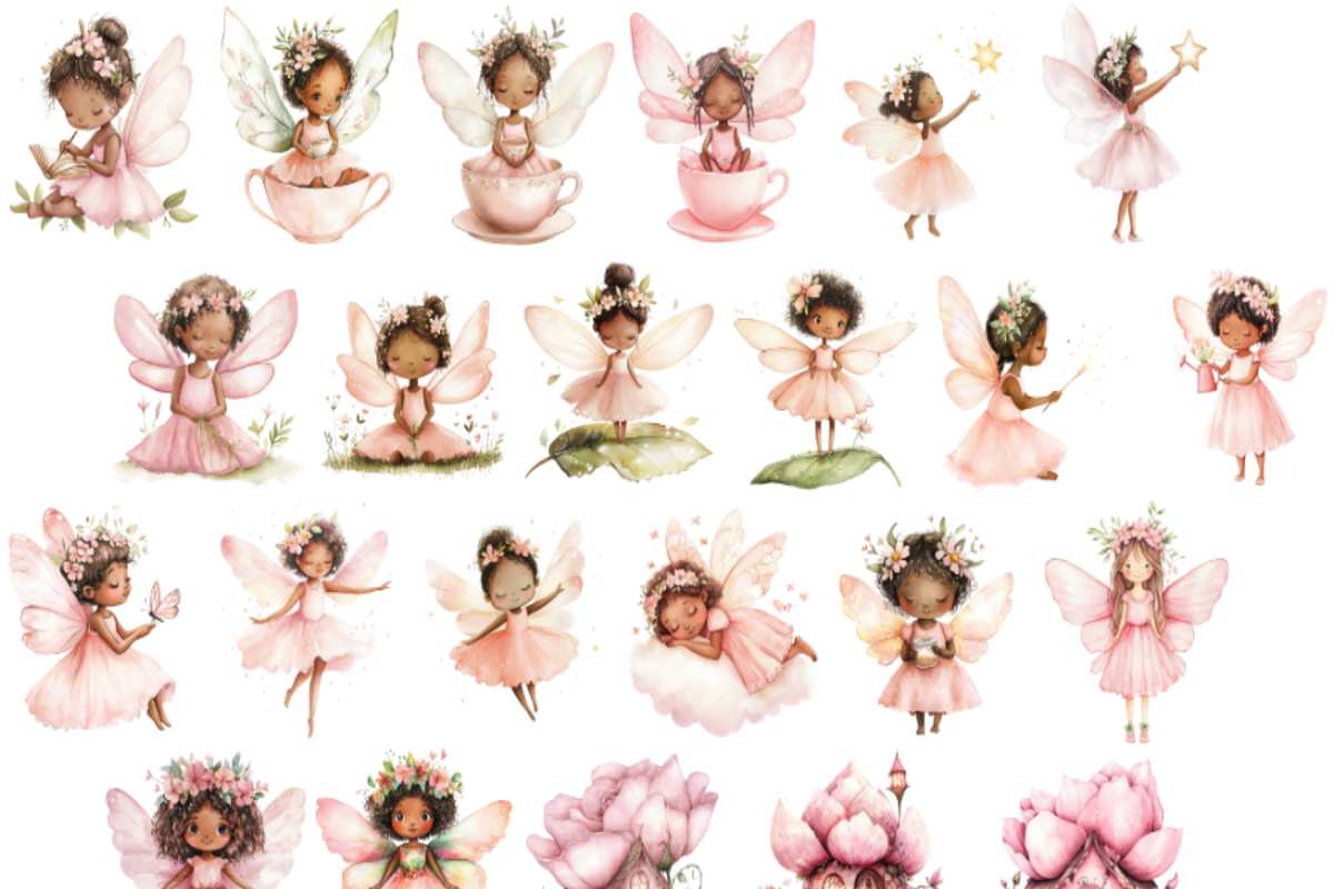 Fairy Watercolor Clipart Bundle, a Person Illustration by PrintablesByFranklyn (Photo 3 of 8)