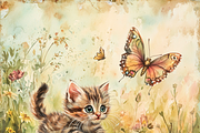 Watercolor Playful Kitten, a Background Graphic by Printable Treasure (Thumbnail 6 of 7)
