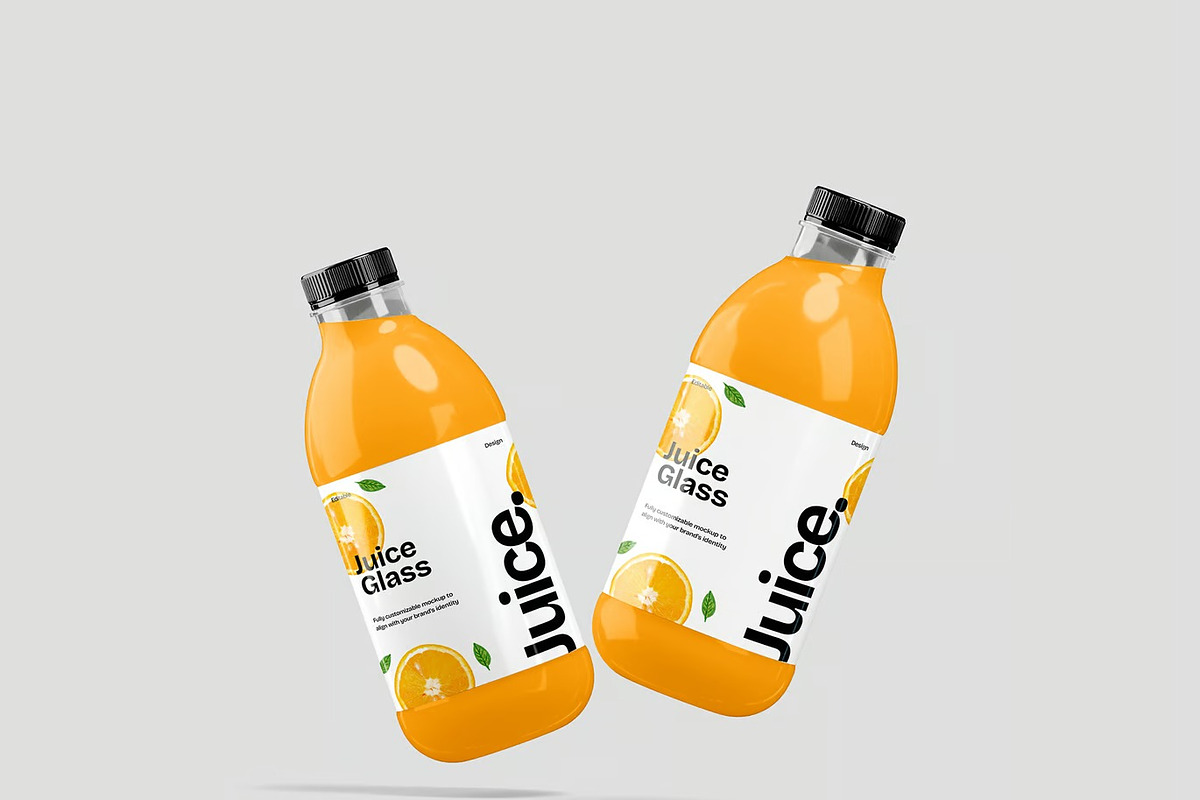 Glass Juice Bottle Mockup, a Packaging Mockup by renderstockmarket (Photo 4 of 4)