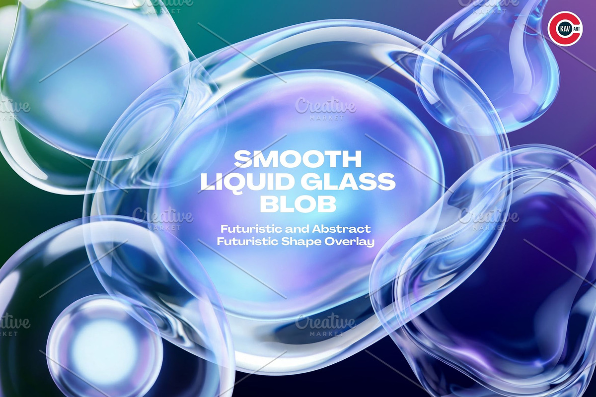 Liquid Glass Blob Abstract Overlay, a Background Graphic by C-Kav (Photo 2 of 4)
