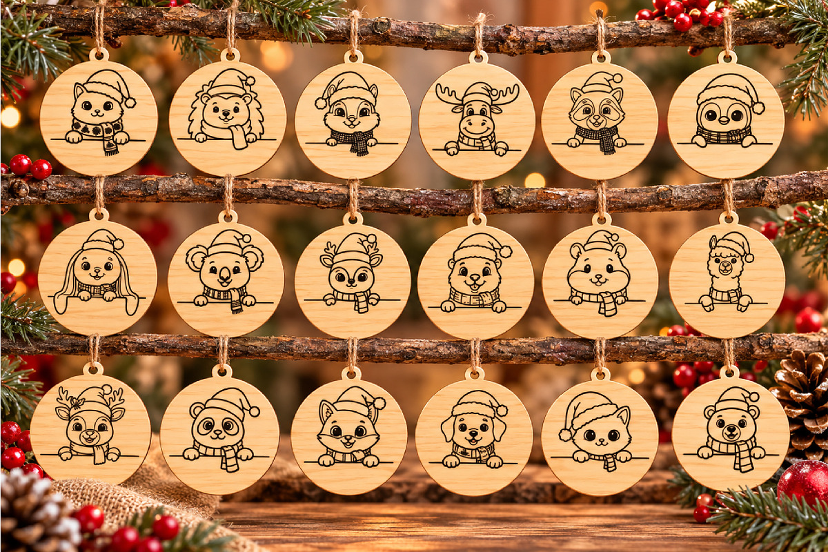 Christmas Animal Ornaments Laser Cut, an Object Graphic by DreamCafeArt (Photo 4 of 8)