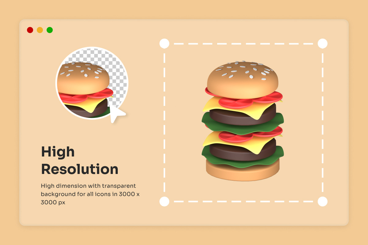 Chubby 3D Fast Food Icon Set, a Food Illustration by twinstd (Photo 5 of 6)